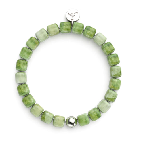 Olivenquarz | Silber | Edelstein-Kieselstein-Armband
